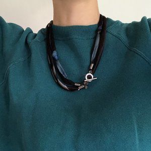 vintage silk scarf covered knot chain necklace